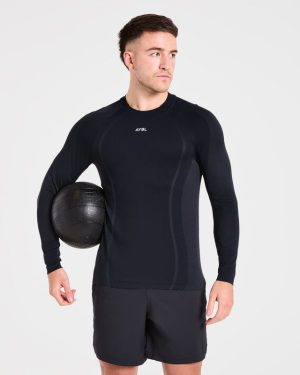 Attain Seamless Long Sleeve T Shirt - Black: The Ultimate Performance Essential