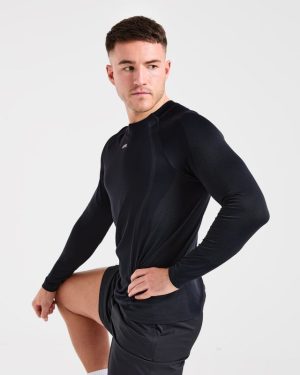 Attain Seamless Long Sleeve T Shirt - Black: The Ultimate Performance Essential
