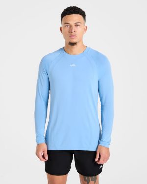 Attain Seamless Long Sleeve T Shirt - Sports Blue: The Ultimate Performance Essential