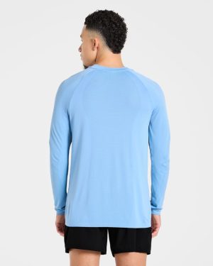 Attain Seamless Long Sleeve T Shirt - Sports Blue: The Ultimate Performance Essential