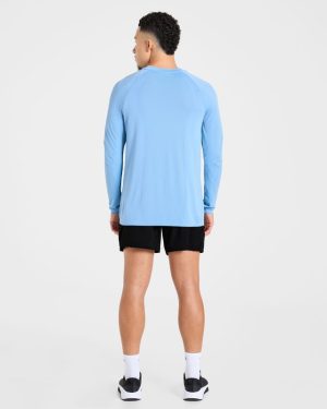 Attain Seamless Long Sleeve T Shirt - Sports Blue: The Ultimate Performance Essential