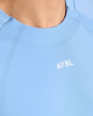 Attain Seamless Long Sleeve T Shirt - Sports Blue: The Ultimate Performance Essential
