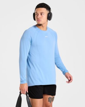 Attain Seamless Long Sleeve T Shirt - Sports Blue: The Ultimate Performance Essential