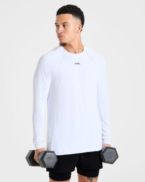 Attain Seamless Long Sleeve T Shirt - Storm White: The Ultimate Performance Essential