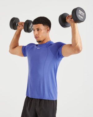 Attain Seamless T Shirt - Indigo Mist: The Ultimate Performance Essential