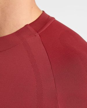 Attain Seamless T Shirt - Maroon Red: The Ultimate Performance Essential