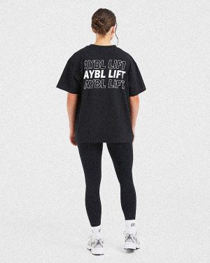 AYBL Lift Italic Oversized T-Shirt - Black: The Ultimate Comfort & Style Statement