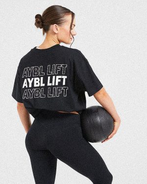 AYBL Lift Italic Oversized T-Shirt - Black: The Ultimate Comfort & Style Statement