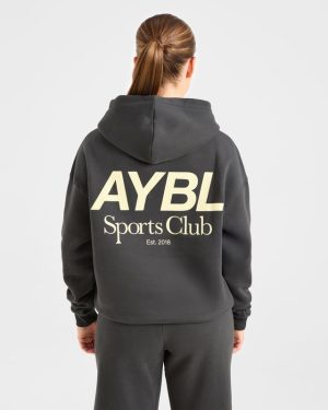 AYBL Sports Club Oversized Hoodie - Charcoal/Yellow: The Ultimate Comfort & Style Fusion