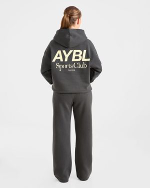 AYBL Sports Club Oversized Hoodie - Charcoal/Yellow: The Ultimate Comfort & Style Fusion