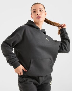 AYBL Sports Club Oversized Hoodie - Charcoal/Yellow: The Ultimate Comfort & Style Fusion