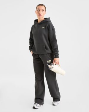 AYBL Sports Club Oversized Hoodie - Charcoal/Yellow: The Ultimate Comfort & Style Fusion