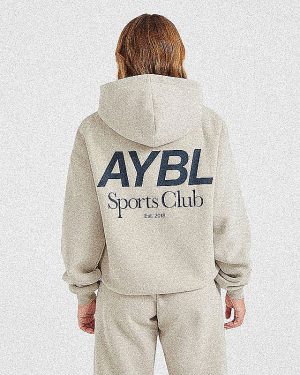 AYBL Sports Club Oversized Hoodie - Sand/Navy: The Ultimate Comfort Upgrade