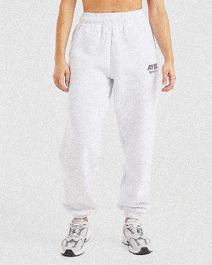 AYBL Sports Club Oversized Joggers - Grey Marl/Burgundy