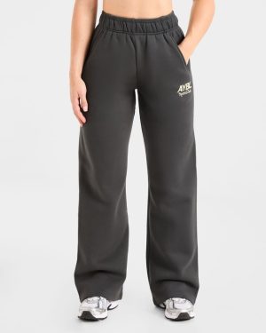 AYBL Sports Club Oversized Straight Leg Joggers - Charcoal/Yellow