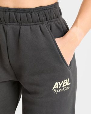 AYBL Sports Club Oversized Straight Leg Joggers - Charcoal/Yellow