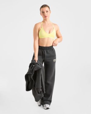 AYBL Sports Club Oversized Straight Leg Joggers - Charcoal/Yellow