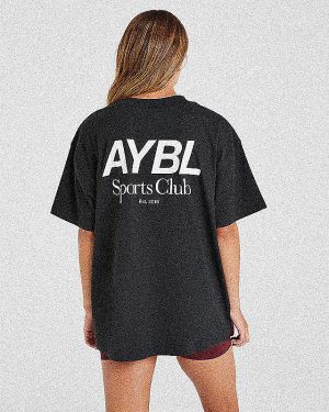 AYBL Sports Club Oversized T-Shirt - Black: The Ultimate Blend of Comfort and Style