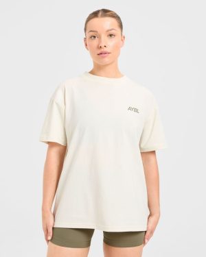 AYBL Sports Club Oversized T-Shirt: The Ultimate Beige & Muted Olive Essential