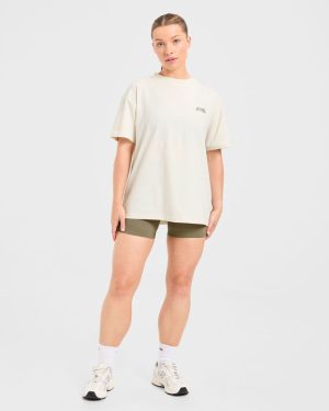 AYBL Sports Club Oversized T-Shirt: The Ultimate Beige & Muted Olive Essential