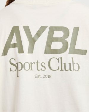 AYBL Sports Club Oversized T-Shirt: The Ultimate Beige & Muted Olive Essential