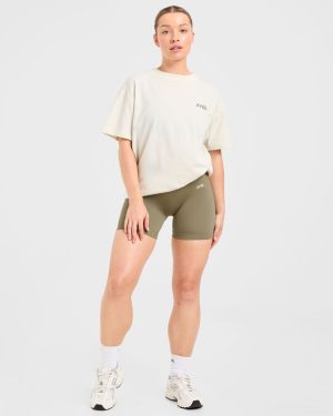 AYBL Sports Club Oversized T-Shirt: The Ultimate Beige & Muted Olive Essential