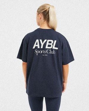 AYBL Sports Club Oversized T-Shirt: The Ultimate Navy & Off-White Essential