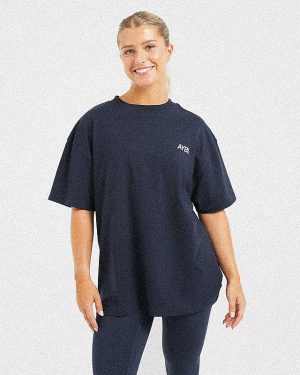AYBL Sports Club Oversized T-Shirt: The Ultimate Navy & Off-White Essential