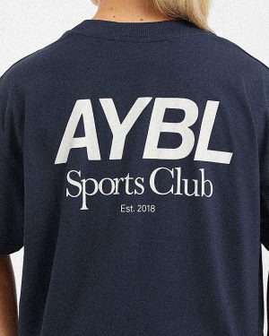 AYBL Sports Club Oversized T-Shirt: The Ultimate Navy & Off-White Essential