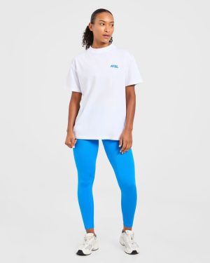 AYBL Sports Club Oversized T-Shirt: The Ultimate White/Cobalt Essential