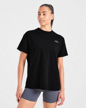 AYBL Sports Club Script Oversized T Shirt - Black: The Ultimate Gym & Lounge Essential