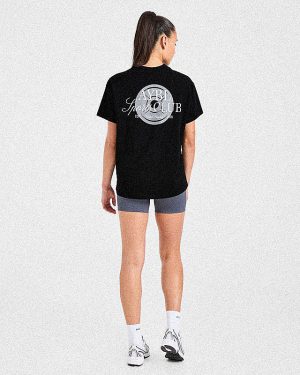 AYBL Sports Club Script Oversized T Shirt - Black: The Ultimate Gym & Lounge Essential