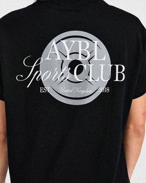 AYBL Sports Club Script Oversized T Shirt - Black: The Ultimate Gym & Lounge Essential