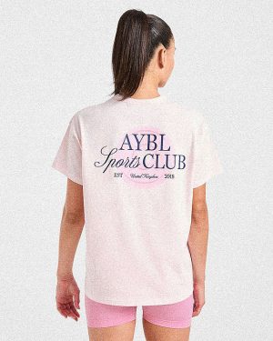 AYBL Sports Club Script Oversized T-Shirt - Pink: The Ultimate Comfort & Style Fusion