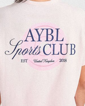 AYBL Sports Club Script Oversized T-Shirt - Pink: The Ultimate Comfort & Style Fusion