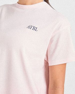 AYBL Sports Club Script Oversized T-Shirt - Pink: The Ultimate Comfort & Style Fusion