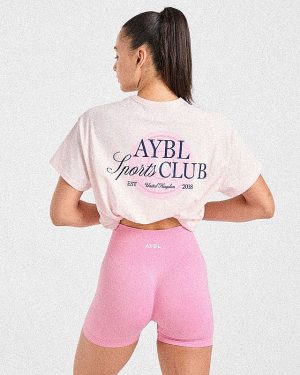 AYBL Sports Club Script Oversized T-Shirt - Pink: The Ultimate Comfort & Style Fusion