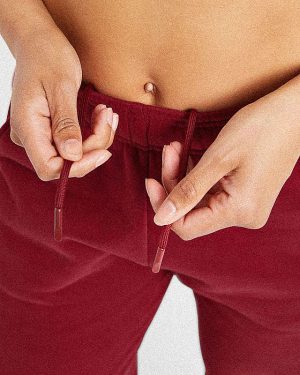 AYBL Sports Outline Oversized Straight Leg Joggers - Burgundy