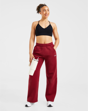 AYBL Sports Outline Oversized Straight Leg Joggers - Burgundy