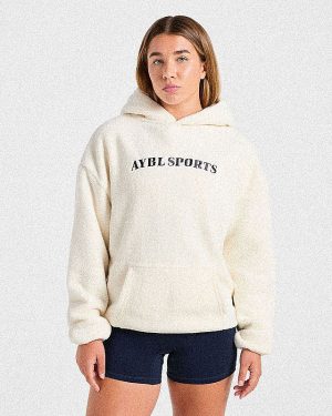 AYBL Sports Oversized Fleece Hoodie - Cream: The Ultimate Comfort Essential