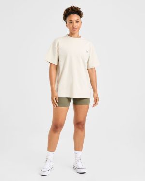 AYBL Wellness Oversized T Shirt - Beige: The Ultimate Comfort Fit