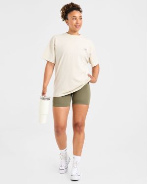 AYBL Wellness Oversized T Shirt - Beige: The Ultimate Comfort Fit