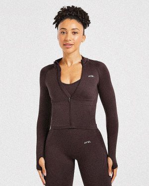 Balance V3 Seamless Zip Jacket - Dark Brown: The Ultimate Sculpting Workout Essential