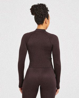 Balance V3 Seamless Zip Jacket - Dark Brown: The Ultimate Sculpting Workout Essential