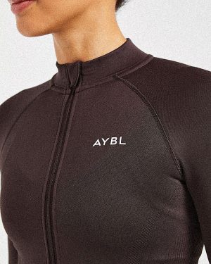 Balance V3 Seamless Zip Jacket - Dark Brown: The Ultimate Sculpting Workout Essential