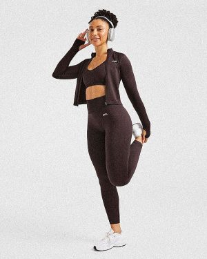 Balance V3 Seamless Zip Jacket - Dark Brown: The Ultimate Sculpting Workout Essential