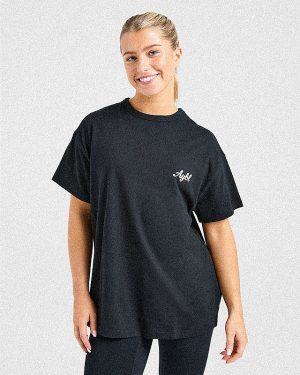 Body Achieve Mind Believe Oversized T-Shirt - Black