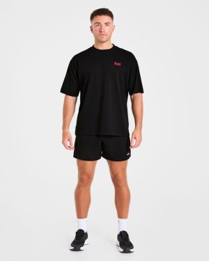 Built for Lifters Oversized T Shirt - Black/Red: The Ultimate Gym Essential