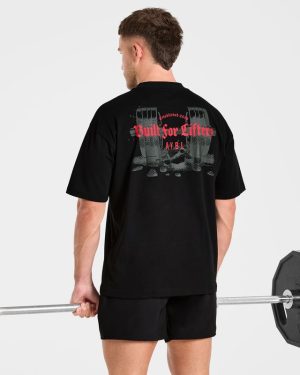 Built for Lifters Oversized T Shirt - Black/Red: The Ultimate Gym Essential