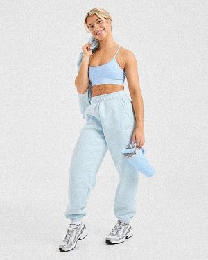 Classic Plush Oversized Joggers - Pastel Blue: The Ultimate Comfort Staple